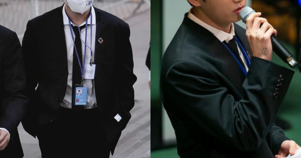Jungkook de BTS ressemble à l’employé de bureau le plus sexy en costume, en route pour l’ONU.